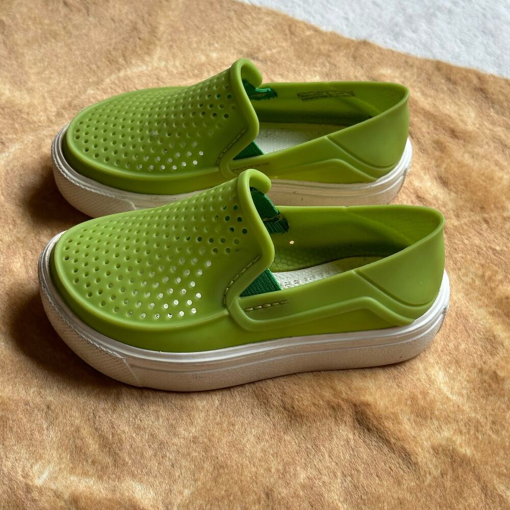 Crocs Kids CitiLane Roka Slip ons Water Boat Shoes Volt Green Shoes 7 - Picture 9 of 13